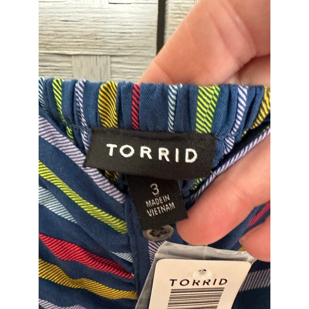 Torrid Womens Dress spaghetti strap pockets striped button front plus size - Picture 5 of 14